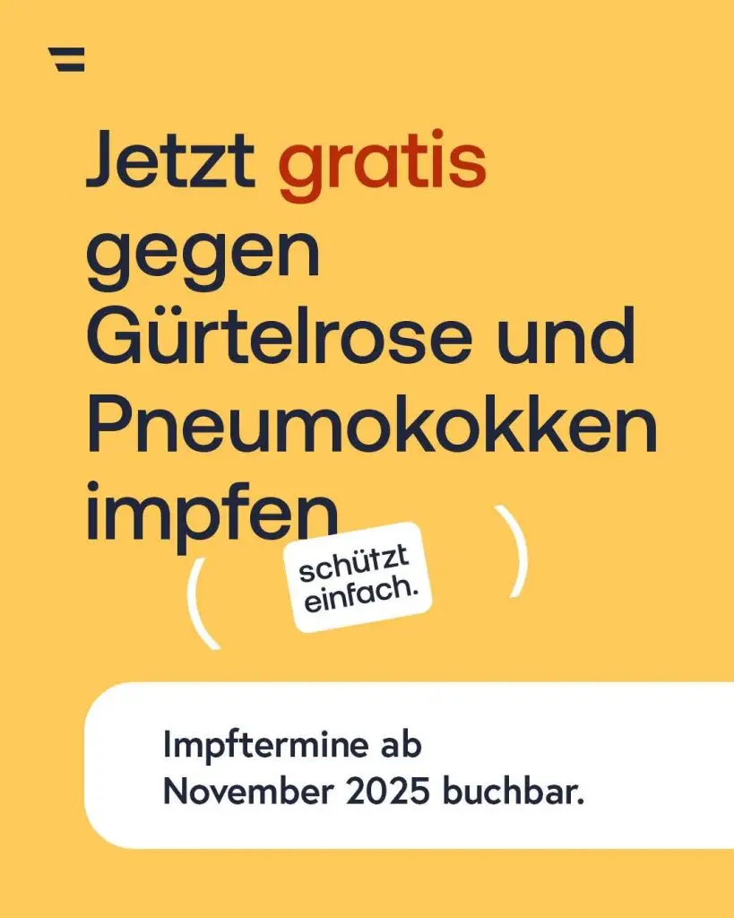 Ab November 2025 können Personen ab 60 Jahren und bestimmte Risikogruppen kostenlos Impfungen gegen Gürtelrose und Pneumokokken im Rahmen des Öffentlichen Impfprogramms (ÖIP) erhalten.